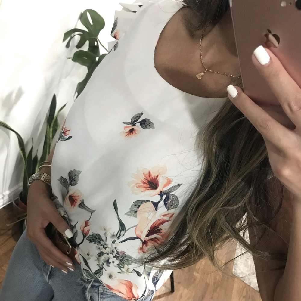 White floral blouse